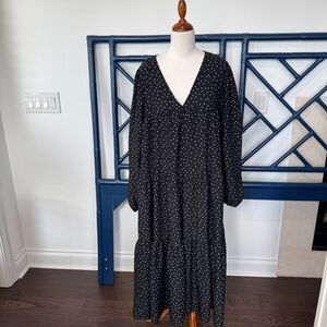 ASOS black and white polka dot tiered dress